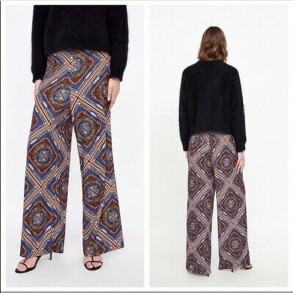 Zara Pants - NWT Zara morocco palazzo high rise versace pants